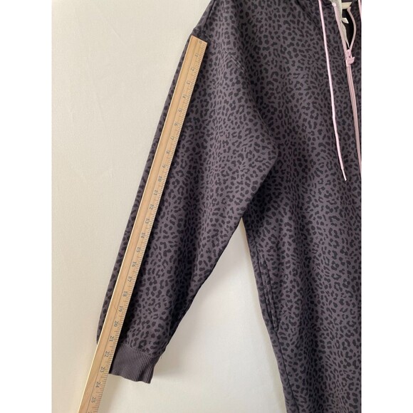 Fabletics Womens Gray Onesie Leopard Print Forever Fleece Hooded Size L - Picture 13 of 14